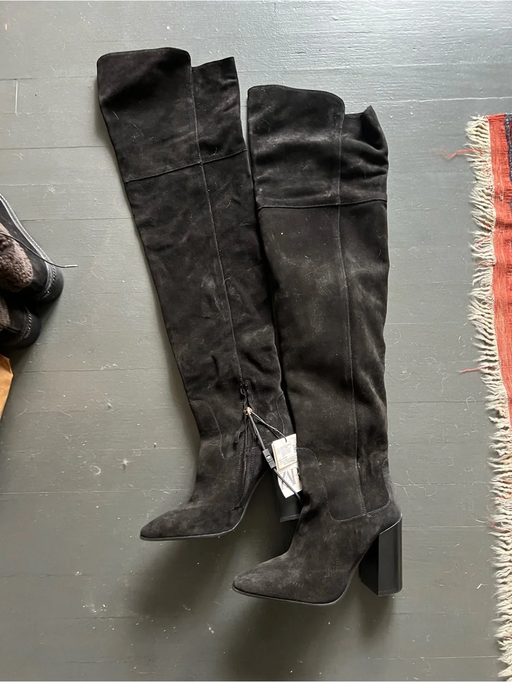 NWT Zara Black Over-the-Knee Block Heel Boots - Women, size 37